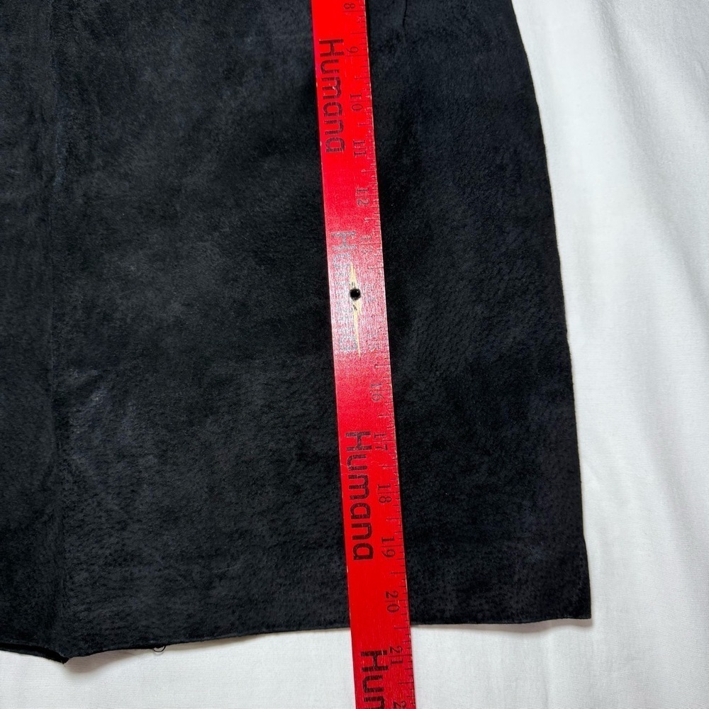 Vintage Erez Leyy Black Suede Leather Short Pencil Skirt Size 10 Sexy Party - Picture 2 of 6